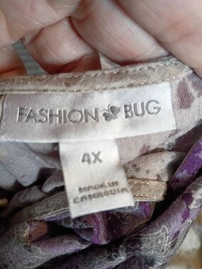 Fashion Bug Floral Top in Purple and Silver Size 4X